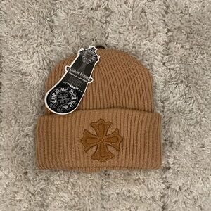 Chrome Hearts Brown Cross Patch Beanie Hat